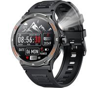 Montre Connectée Homme Smartwatch Sport: Bluetooth Appel 1.53" Hd 3atm Étanche Bracelet Connectee Avec Torche Led Boussole Moniteur De Sommeil Fréquence Cardiaque Spo2 Fitness Tracker Pour Android Ios