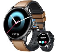 Montre Connectée Homme Smartwatch Sport: Repondre Appel 1.43" AMOLED Tactile Étanche Écran Bracelet Connectee avec Moniteur de Sommeil Fréquence Cardiaque Fitness Tracker pour Android et iOS (cuir)