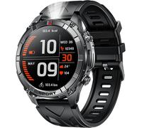 Montre Connectée Homme Sport Smartwatch: 1.52" Ronde Militaire Smart Watch Avec Appels Bluetooth Lecteur De Fréquence Cardiaque Spo2 Lampe De Poche Led Étanche Ip68 Fitness Tracker Pour Ios Android