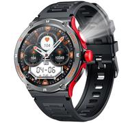 Montre Connectée Homme Sport Watch: Smartwatch Militaire avec Appels Bluetooth 1.53" Écran Ronde Montre Fitness homme avec Lampe de Poche LED Compas étanche 4ATM Smart Watch pour Android Phone iphone