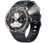 Montre Connectée Homme Sport Watch: Smartwatch Militaire avec Appels Bluetooth 1.53" Écran Ronde Montre Fitness homme avec Lampe de Poche LED Compas étanche 3ATM Smart Watch pour Android Phone iphone
