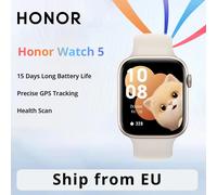 Montre connectée HONOR Watch 5, version mondiale, écran AMOLED de 1,85 pouces, suivi GPS, autonomie de 15 jours, surveillance de la santé et de l'oxygène sanguin Black