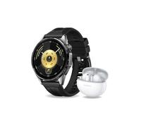 Pack Montre connectée Huawei Watch GT6 46 mm Bluetooth Noir avec bracelet fluoroélastomère Noir + Ecouteurs FreeBuds 6i Blanc