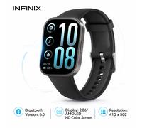 Montre connectée Infinix H5 Pro 2,06" AMOLED, indice de protection IP68, moniteur de fréquence cardiaque et d'activité avec IA, autonomie de 18 jours noir