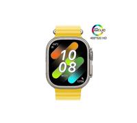 Montre connectée jaune pour homme, grand écran HD de 2,12 pouces, boussole, jeu, stress, NFC, appels