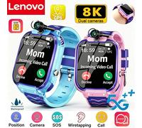 Montre connectée Lenovo 8K HD NEW 5G pour enfants, localisation GPS, SOS, carte SIM, appel, montre connectée pour enfants, étanche, cadeau pour garçons et filles, compatible Android et iOS Pink add Bl