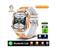 Montre connectée militaire pour adulte, avec GPS, appel Bluetooth 650 mA, camouflage orange, batterie 650 mAh,