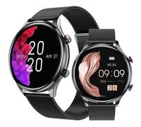 Montre Connectée Ohp Ak50 Homme Femmes Intelligente Etanche Smartwatch Fréquence Cardiaque Pour Ios Android Téléphone, Acier Noir