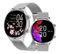 Montre Connectée Ohp Ak50 Homme Femmes Intelligente Etanche Smartwatch Fréquence Cardiaque Pour Ios Android Téléphone, Acier Argen