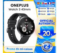 Montre connectée OnePlus Watch 3 43 mm, écran AMOLED 1,32 pouces, GPS, Wear OS Silver + Black Rubber Strap