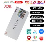 Montre connectée originale 2026 HK11 Ultra 3 Max 4 Go de ROM HD AMOLED avec IA, partage de réseau, appels Bluetooth, ChatGPT, horloge, NFC, boussole al-green-al-white