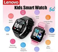 Montre connectée pour enfants Lenovo 2026, SOS, GPS, suivi de localisation, carte SIM, appel, montre intelligente pour enfant, caméra, montre étanche, cadeau pour iOS Android Pink add Black