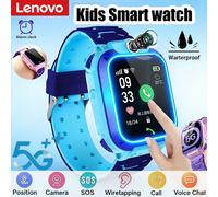 Montre connectée pour enfants Lenovo 2027 5G IP67 étanche, appel vidéo, caméra HD, SOS, localisation GPS, carte SIM, cadeau pour garçons et filles, iOS Android Blue