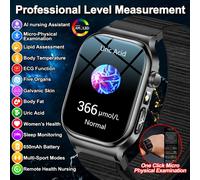 Montre connectée pour hommes, avec suivi des lipides sanguins, de l'acide urique et de la pression artérielle, ECG + PPG, moniteur d'activité physique, fréquence cardiaque, appels Bluetooth Red