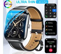 Montre Connectée Pour Hommes Et Femmes, Écran Incurvé Ultra-Fin, Écran Pixel Amoled De 1.96 Pouces, Appel Bluetooth, Ip68, Pour Huawei, Nouveau, 2025.Black Belt.Ultrathin Ultra