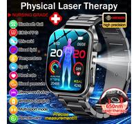 Montre connectée pour hommes, thérapie au Laser, réduit trois hauts, pression d'oxygène dans le sang, acide urique, lipides sanguins, ECG, nouvelle collection 2026 Black Steel B 2