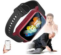 Montre Connectée Pour Seniors, Avec Traceur GPS, Appel D'urgence, Détection De Chute Et Alerte Médicale SOS - Montre Connectée Unisexe Avec Suivi De Santé Et Appels Vidéo HD(Red)