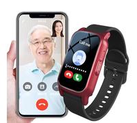 Montre ConnectéE Pour Seniors : DéTection De Chute, Suivi GPS, Appel SOS, Surveillance De La Santé, RéPonse Automatique Et Messages Vocaux, Suivi De La DéMence Et De La Maladie D'Alzheimer Red