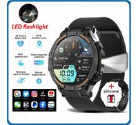 Montre Connectée Robuste Pour Hommes,Gps,Sport,Fitness,Étanche,Appel Bluetooth,Avec Lumières Led,Pour Montre Intelligente Xiaomi - Type Black Mesh Belt-Led Light
