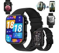 Montre Connectée Sport avec Appel Bluetooth Caméra Vidéo Dictaphone Stock Musique Compatible Oreillette TWS IPS 1,91 Rectangle Noir