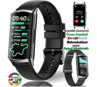 Montre Connectée Sport Bracelet Connecté Appel 3D Incurvé Écran AMOLED Autonomie 10 Jours 240mAh Boîtier Alliage Rectangle Noir 1,58