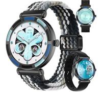 Montre Connectée Sport Femme Homme XTRADITECH Alliage Diamanté Strass Multicolore Noir Bleu Rond 1,27 Dos Finition IML 3 Bracelets
