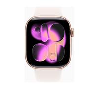 Apple Watch Series 11 GPS 42mm Boitier en Aluminium Or Rose avec Bracelet Sport Rose Tendre - S/M