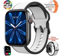 Montre Connectée XtraDiTech Appel AMOLED 1,99 Couronne Numérique 5ème PPG VFC Cardiofréquencemètre 3ATM Autonomie 12J Noir-Blanc