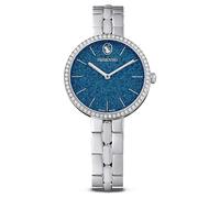 Swarovski Montre Cosmopolitan fabriquée en Suisse, Bracelet en métal, Ton argenté, Bleu, Acier Inoxydable