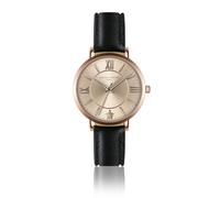 Montre cuir femme Amelia Parker Petite Rose Black DorÃ© 32 mm