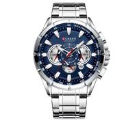 Montre Curren Bracelet Argent Quartz Pour Hommes Etanche Chronographe