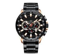 Montre d'affaires - Chronographe pour homme, bracelet mécanique classique, accessoire élégant, construction robuste en acier inoxydable, tenue décontractée pour homme, enseignant, professionnel, Noir