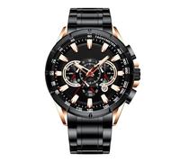 Montre d'affaires | Chronographe pour Homme | Bracelet mécanique Classique | Montre élégante pour Affaires, Enseignants et Professionnels | Accessoires élégants pour Les Hommes., Noir et doré