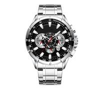 Montre d'affaires | Chronographe pour homme | Bracelet mécanique classique | Montre élégante pour affaires, enseignants et professionnels | Accessoires élégants pour tous les hommes., Noir et blanc