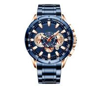 Montre d'affaires, chronographe pour homme, classique, analogique, quar TZ, boîtier en acier inoxydable avec bracelet en cuir, accessoire de bureau élégant pour les professionnels, les enseignants et