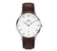 Montre - DANIEL WELLINGTON - 1123DW - Quartz - Bracelet cuir marron - Boîtier acier, cadran blanc