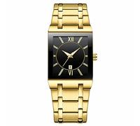 Montre de course pour homme et femme en acier inoxydable carré avec date analogique à quartz, a, taille unique