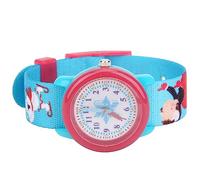 Montre de Dessin animé étanche pour Enfants avec Boîtier Bicolore pour Outil de Reconnaissance du Temps dans Un Design de Flocon de Neige Ludique (Voler dans la Neige)