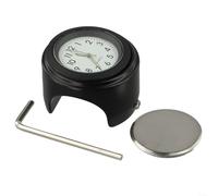 Montre de guidon de moto avec fonction phosphorescente pour conditions de faible luminosité, compatible avec les guidons de 22 mm et 25,4 mm (panneau noir et blanc)