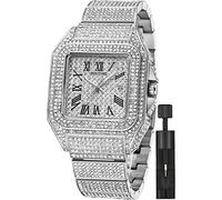 Montre de luxe à quartz pour homme - Argenté/doré - En acier inoxydable - Étanche, A Silver, M, hip-hop tendance