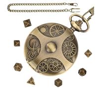 Montre De Poche À Dés Métal Polyédrique Vintage Steampunk Portable | Set De Dés Avec Boîtier Montre De Poche Jeux De Rôle Sur Table Fantasy Cartes Société RPG