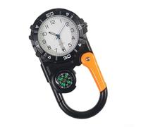 Montre de poche à mousqueton, aiguilles lumineuses avec boussole, 44 x 86 x 12 mm, pour escalade, camping, randonnée (noir)