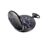 Montre de Poche à Quartz pour Homme avec Cadran Noir et chaîne, Noir, Mouvement à Quartz