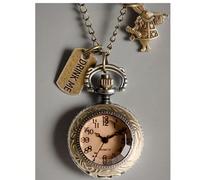 Montre de poche à quartz vintage bronze, boîtier en alliage rétro avec lapin et étiquette, pour femmes et hommes comme cadeau Alliage de zinc