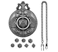 Montre de poche avec boîtier en coquillage - Style vintage - Style steampunk amusant - Ensemble de dés rétro pour les soirées de jeux, les réunions et les collectionneurs