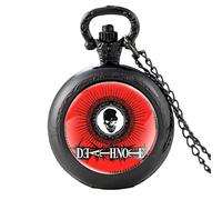Montre de poche classique à quartz avec cabochon en verre Motif Death Note de mort, 25 mm, Verre