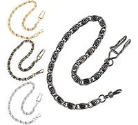 Montre de poche de 35,6 cm avec chaîne torsadée épaisse et fermoir mousqueton, montre de poche Albert pour votre montre de poche, Noir , Gothique