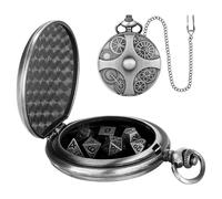 montre de poche dés ensemble métal dés set steampunk dés ensemble multi-facettes montre ensemble de poche dés ensemble métal polyédriques dés ensemble pour rpg steampunk écrous métalliques pour les
