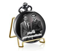 Montre De Poche Gravée Personnalisée Montre A Gousset Avec Photo et Texte Personnalisés Vintage Montre Gousset Idéale pour Grand père Mari Fils Père Garçon D'honneur (Photo textes personnalisés-1)