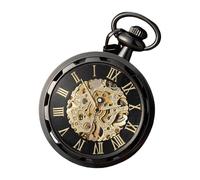 Montre de poche mécanique sous-culture punk mécanique vintage de poche anime avec cadran et cadran en verre transparent pour jeux de rôle, Noir doré